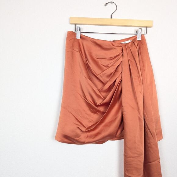 Jonathan Simkhai Orange Mae Classic Draped Mini Skirt Size 6 - Picture 3 of 7